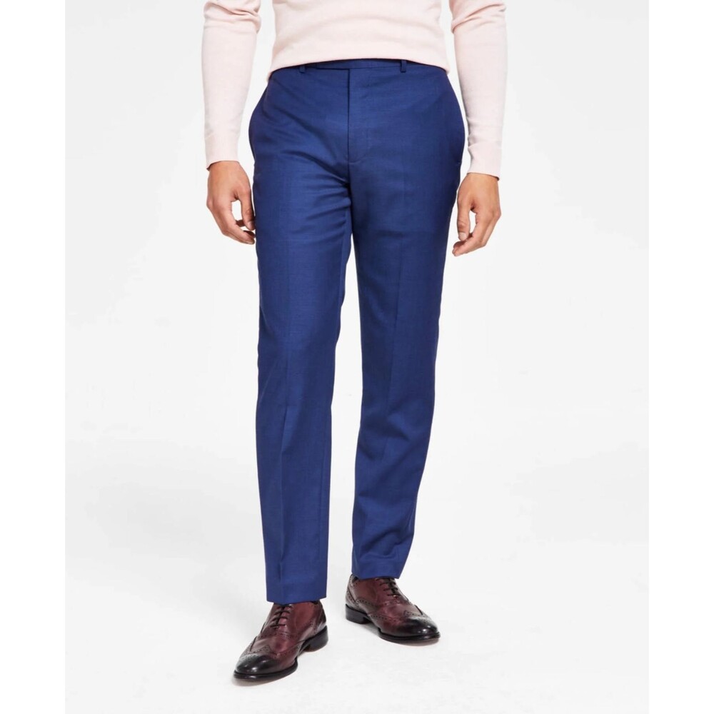 $200 NEW CALVIN KLEIN Mens 35x32 Blue X Slim Fit 100% Wool Dress Pants/Slacks